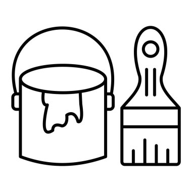 Boya silindiri ve kova ikonu. vektör illüstrasyonu