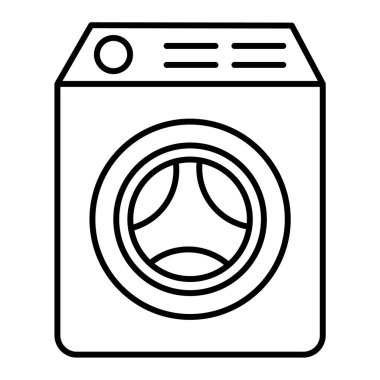çamaşır makinesi simgesi. Beyaz arkaplanda izole edilmiş web tasarımı için çamaşır yıkama vektörü düğmesi