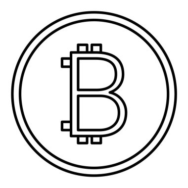 Beyaz zemin üzerinde siyah tarzda izole edilmiş bitcoin simgesi. para birimi sembolü vektör çizimi.