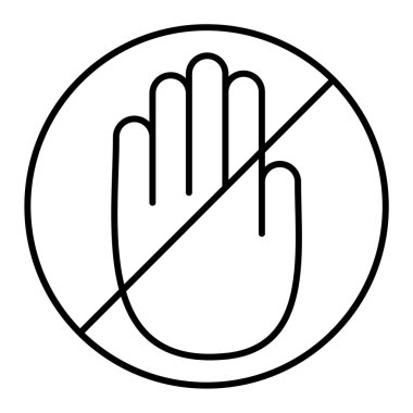 Dur işareti simgesiyle el. ince çizgi sembol tasarımı.