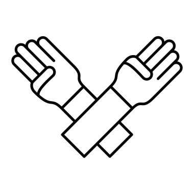 Bir anahtar simgesini tutan el. Ana hatlı vektör çizimi. beyaz arkaplanda izole.