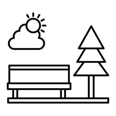  Park ikonu vektörü. İnce çizgi işareti. izole edilmiş sınır sembolü çizimi