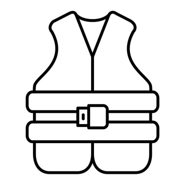 Güvenlik yeleği simgesi. Ana hatları spor kıyafetleri vektör resimleme çizelgesi. beyaz arkaplanda izole.