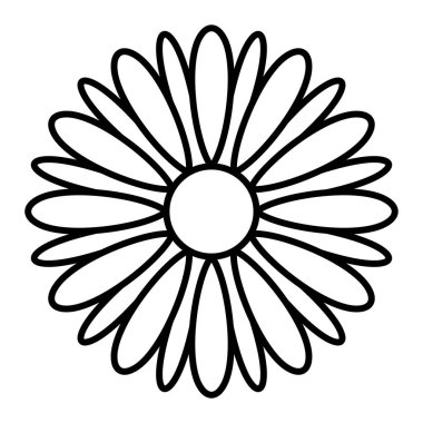 Çiçek ikonu. Ayçiçeği vektörünün basit bir gösterimi. beyaz arkaplanda izole edilmiş tek renk