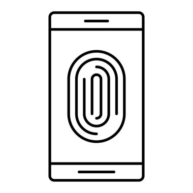Parmak izi ikonlu akıllı telefon. beyaz arkaplanda cep telefonu vektör çizimi