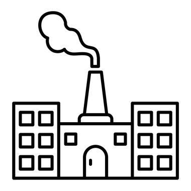 Fabrika binası ikonu. Web için bitki vektör simgelerinin özet çizimi