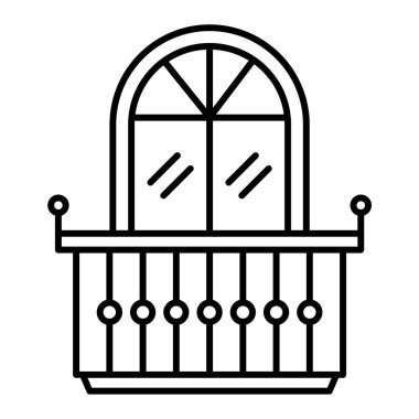 Beyaz arkaplanda izole edilmiş ana hatlı kapı simgesi. mobilya sembolü