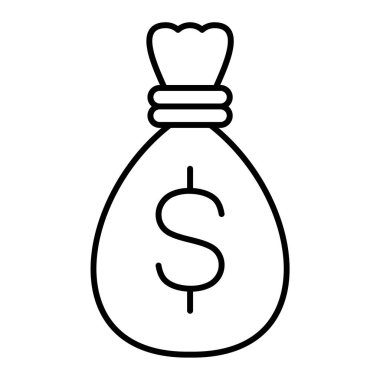 Para çantası ikonu. Beyaz arkaplanda izole edilmiş web tasarımı için dolar para vektör sembolü