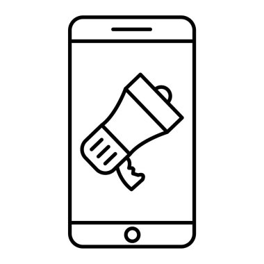 Ekran vektör illüstrasyon tasarımında akıllı fonda megafon simgesi