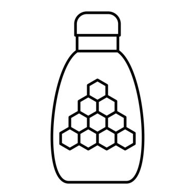 Bal kavanozu ikonu. Bal peteği vektör sembolünün ana hatları. izole edilmiş sınır elemanı.