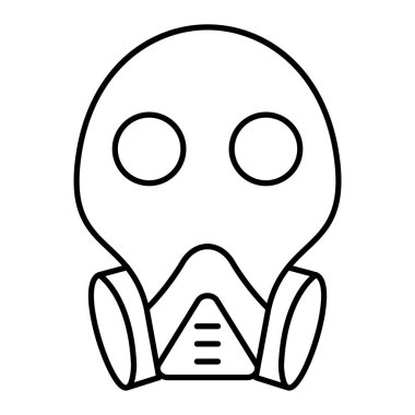 yüz maskesi simgesi. Virüs vektör sembolü ve gölge çizgisi biçiminin ana hatları