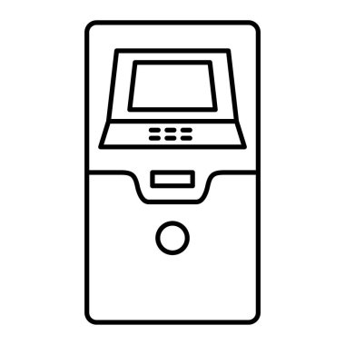 ATM makine simgesi. Web için dizüstü bilgisayar vektör simgelerinin özet çizimi