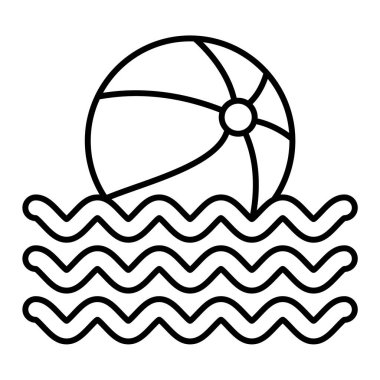 plaj topu çizgisi ikon vektör çizimi tasarımı