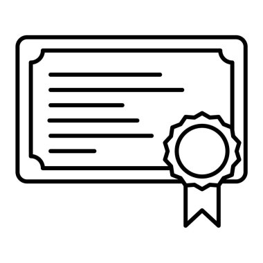 Diploma ikonu sertifikası. Derece vektörünün özet çizimi ve ağ için çizgi simgeleri