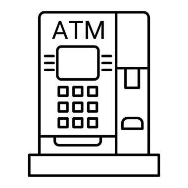 ATM terminal simgesi. Web için kredi kartı vektör simgelerinin özet çizimi
