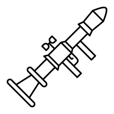 Roket ikon vektörü. Ana hatlı silah sembolü. izole edilmiş tabela çizimi