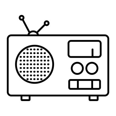 radyo aygıtı simgesi. Ana hatlı pop saat vektör işareti. izole kontur sembolü