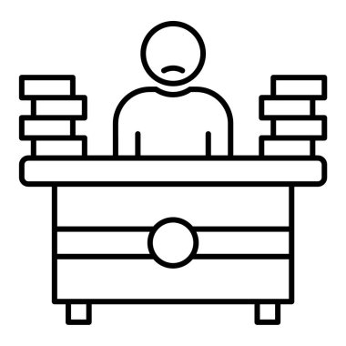 Web ve mobil uygulama tasarımınız için beyaz arkaplanda izole edilmiş masa başı simgesi vektörü, erkek logosu konsepti