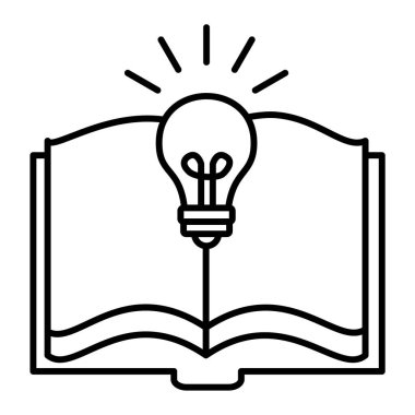 Beyaz arka planda ampul simgesi olan bir kitap. vektör illüstrasyonu