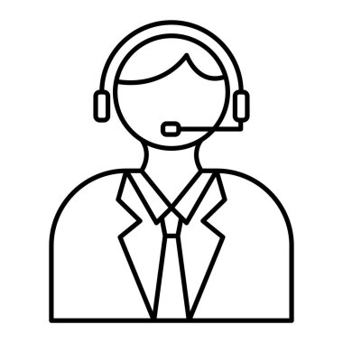 Kulaklıklı çağrı merkezi operatörü ve vektör illüstrasyonunu destekle