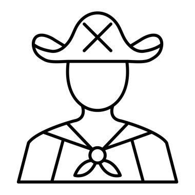 Şapkalı adam ikonu. Ana hatlı çiftçi vektör çizimi sembolü.