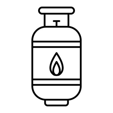 Gaz yakma ikonu. Beyaz arkaplanda kamp ateşi ısıtıcı vektör resimleme çizelgesi