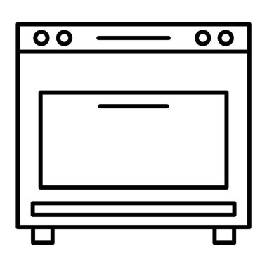 Mikrodalga fırın ikonu. Web için soba vektör simgelerinin özet çizimi