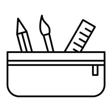 Kalem satırı simgesi, eğitim ve ofis tedarik vektörü illüstrasyonu