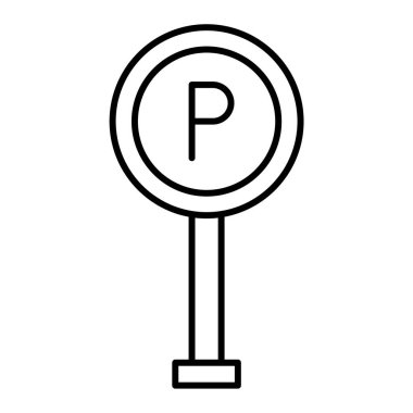 Park yeri simgesi. İnce çizgi sembolü. doğrusal biçim tasarımı.