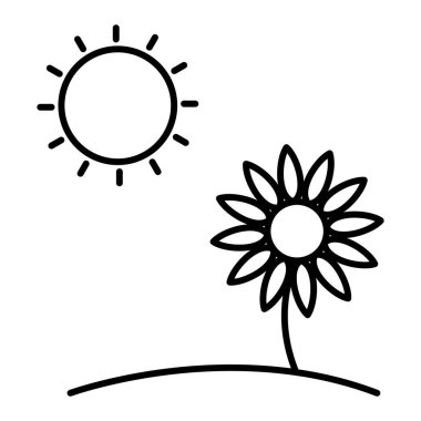 Çiçek ikonu. Web için güneş vektör simgelerinin özet çizimi