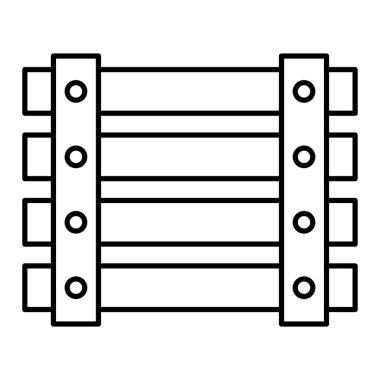 Ahşap çit ikonu. Ağ için ahşap kapı vektör simgelerinin özet çizimi