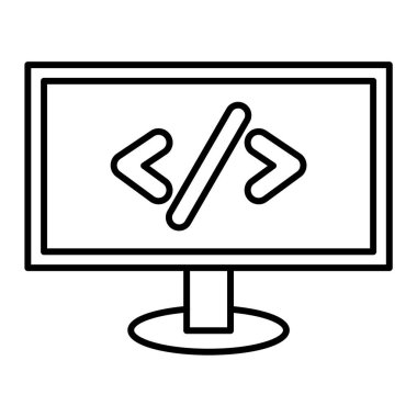 bilgisayar ekranı simgesi. Web için izleyici vektör çizgisi simgelerinin özet çizimi