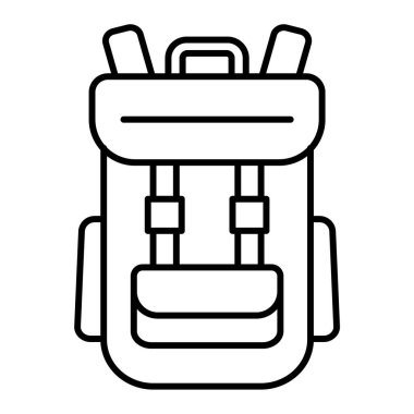 Sırt çantası simgesi. Web için yürüyüş vektör simgelerinin özet çizimi