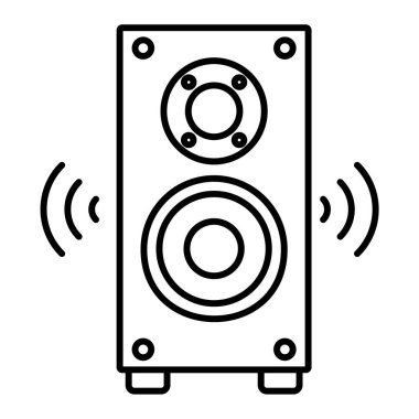 Konuşmacı simgesi. Beyaz arkaplanda izole edilmiş web tasarımı için müzik aygıtı vektör sembolü ve elementleri