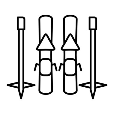 Kamp ve kamp ikonunun vektör çizimi. Ağ için savaş ve okul borsası sembolü.