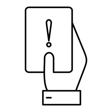 Bir mesaj ikonu ile akıllı telefonu tutmak. seo ve insan ellerinin taslak vektör çizimi
