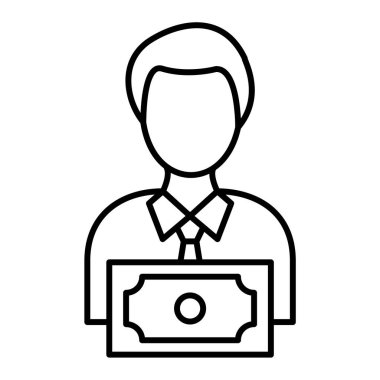 Para hattı simgesi, konsept vektör illüstrasyonuna sahip iş adamı