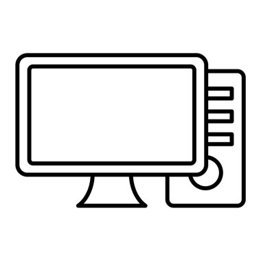 Bilgisayar monitörü simgesi. beyaz arkaplanda izole edilmiş web tasarımı için ana masaüstü pc vektör sembolü