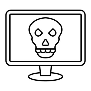 kafatası vektör illüstrasyon tasarımı ile bilgisayar monitörü