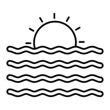Plaj ikonu. Web için güneş vektör çizgisi simgelerinin özet çizimi