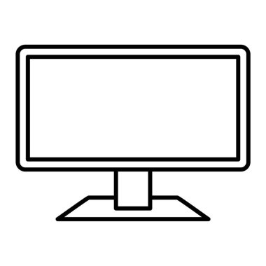 Bilgisayar monitörü simgesi. Beyaz arkaplanda ana masaüstü pc vektör çizimi. düzenlenebilir vuruş.