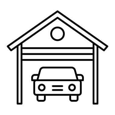 araba garajı ikon vektör çizimi tasarımı