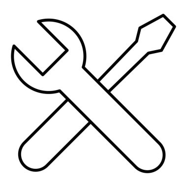 İngiliz anahtarı ve tornavida ikonu. Web için anahtar vektör simgelerinin özet çizimi