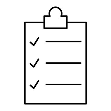 Kontrol listesi simgesi. Web için pano vektör simgelerinin özet çizimi