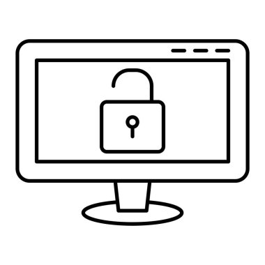 asma kilit vektör çizimine sahip bilgisayar güvenlik sistemi