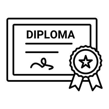 Üniversite ikonunun sertifikası. Web için siyah pul vektör simgelerinin özet çizimi