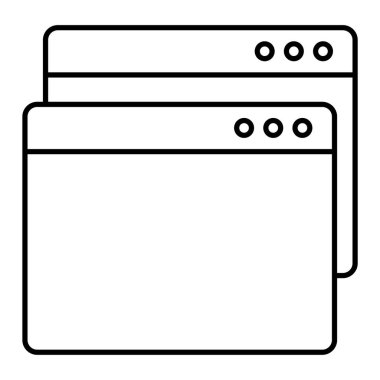 İnce çizgi ikonlu web sayfası. Tasarımınız için tarayıcı vektör simgelerinin özet çizimi