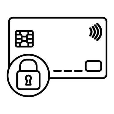 Asma kilitli kredi kartı ve kilit vektör illüstrasyon grafik tasarımı