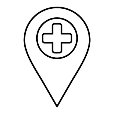 Hastane pin simgesi vektör illüstrasyonu