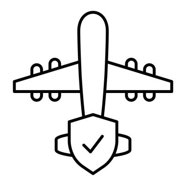 Uçak ikonu. Çizgi düzlem vektör resimleme çizelgesi. izole kontur sembolü